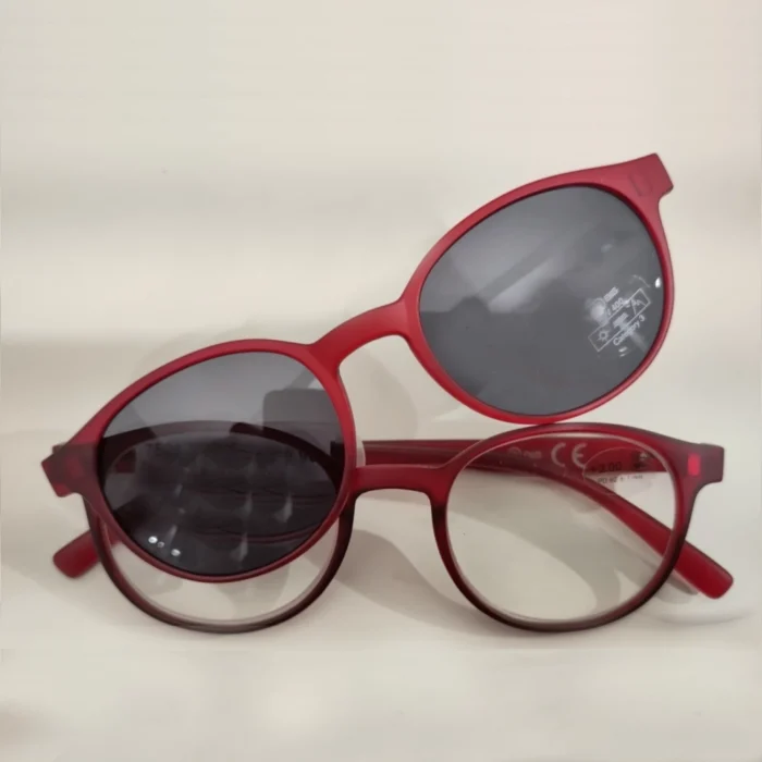 Lesebrille rot mit Sonnenclip