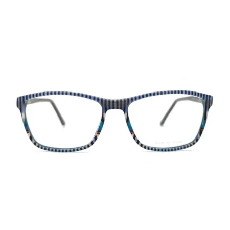 Johann von Goisern 699 N92 rechteckige Brille in Blau gestreift, Vorderansicht