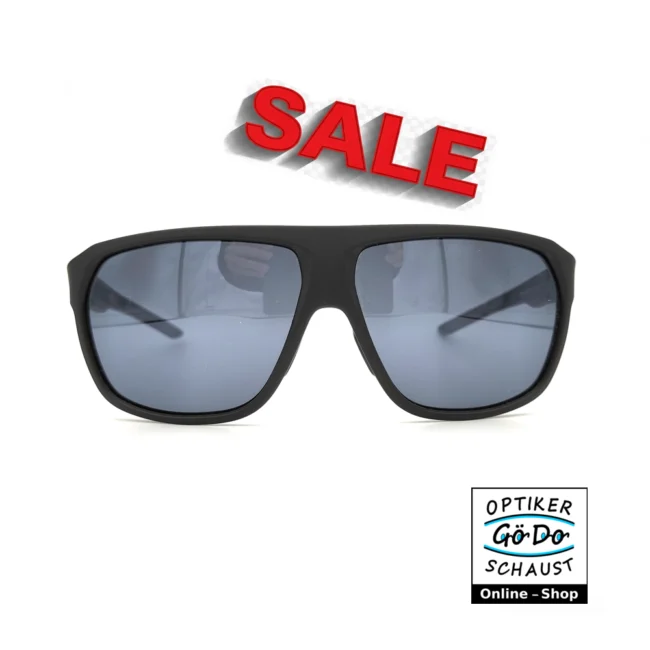 Under Armour Sonnenbrille UA Dominate 003/KA in Mattschwarz, rechteckige Sportbrille mit grauen Gläsern, Frontansicht.