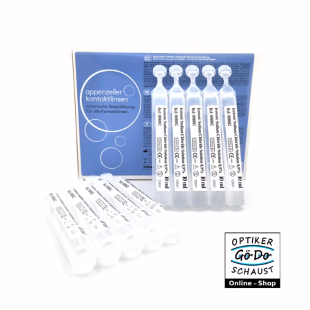 Isotonische Abspüllösung 30x10ml Packung für Kontaktlinsen mit Einzelampullen von Appenzeller.